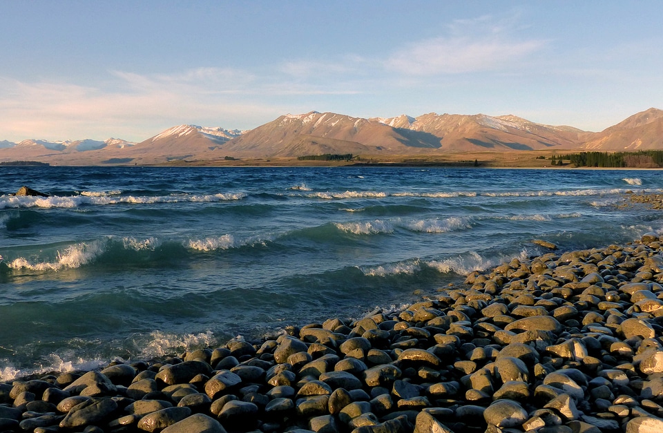 Waves on lake Tekapo Shoreline