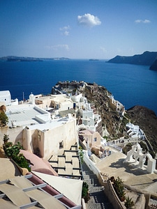Looking at into the Sea from Oia, Santorini, Greece photo