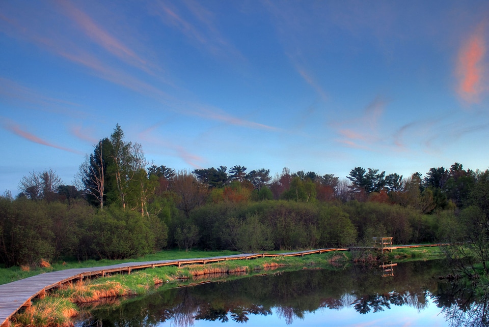Dusk on the boardwalk in the Upper Peninsula, Michigan