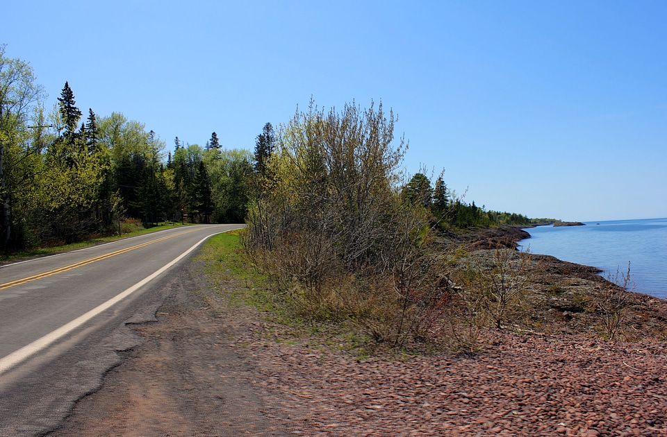 Road by the lake in the Upper Peninsula, Michigan