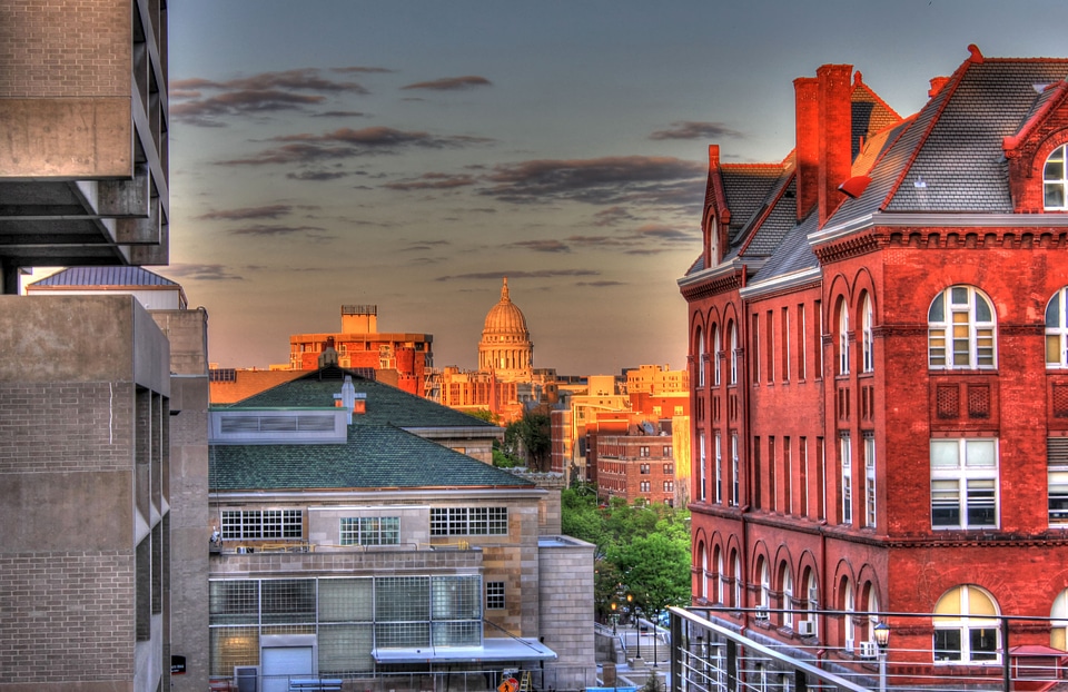 Looking at the capital late afternoon in Madison, Wisconsin