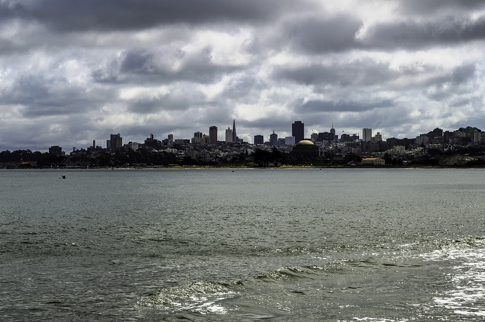 San Francisco skyline from Torpedo Wharf in the morning, California