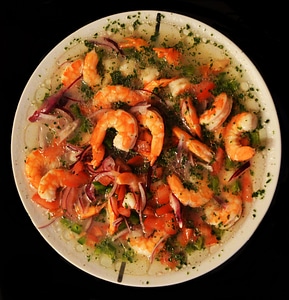 Tasty Shrimp soup in a bowl photo