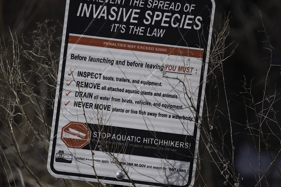 Invasive species sign at Governor Nelson's State Park