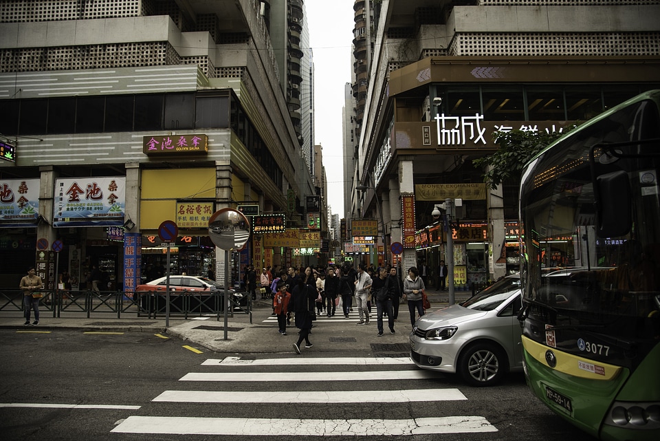 Streets and traffic and buildings of Macau
