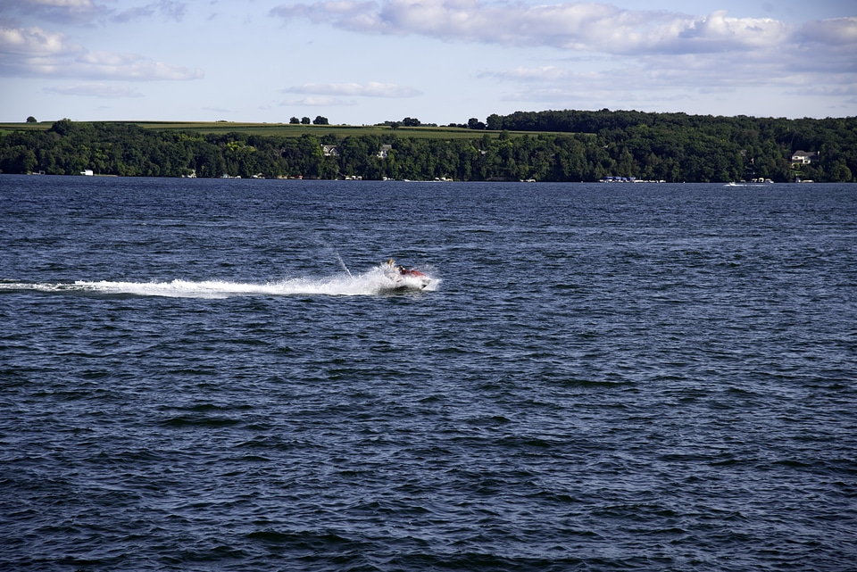 Speed Boat Across the Lake
