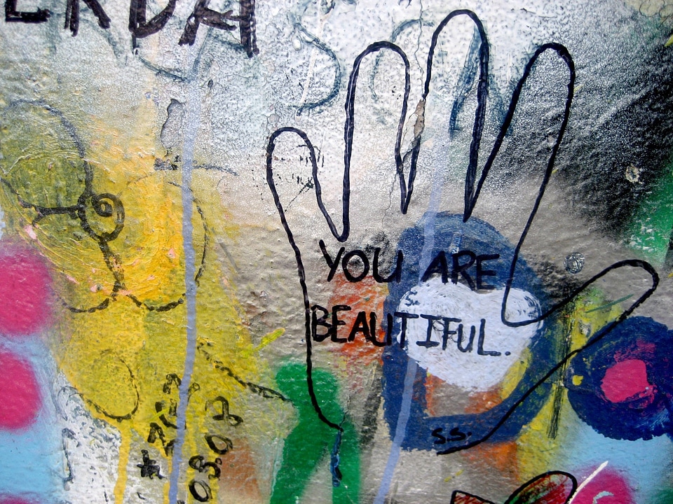 Encouragement hand print graffiti
