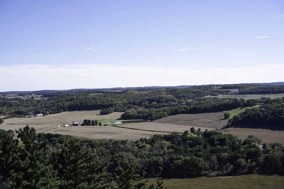 Farms, trees, and landscape from Gibraltar Rock overlook
