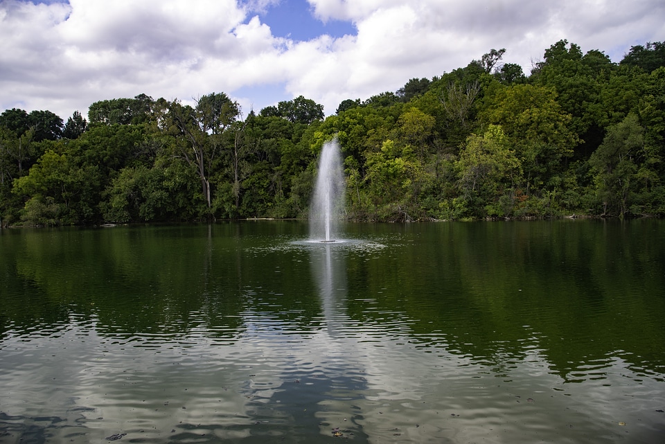 Fountain in the lake landscape