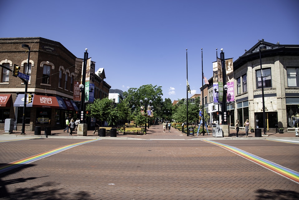 Downtown streets in Boulder, Colorado