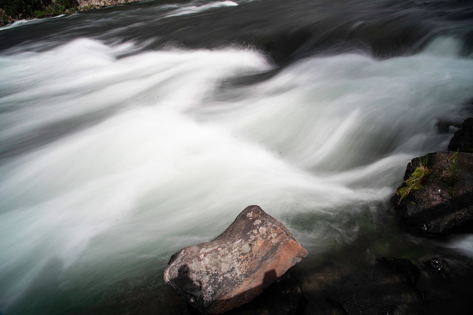 Close up of smooth flowing water of rapids