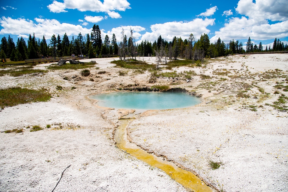 Flowing into a blue pool