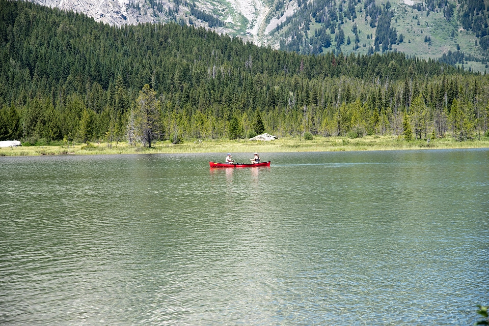 People Canoeing on String Lake