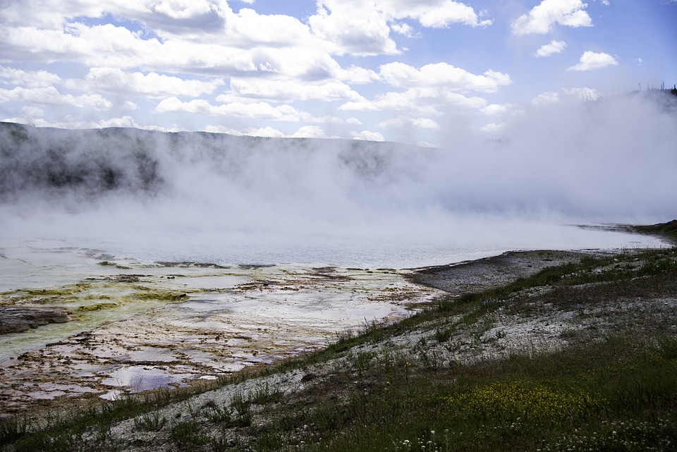 Large amounts of steam coming up from Hot Springs