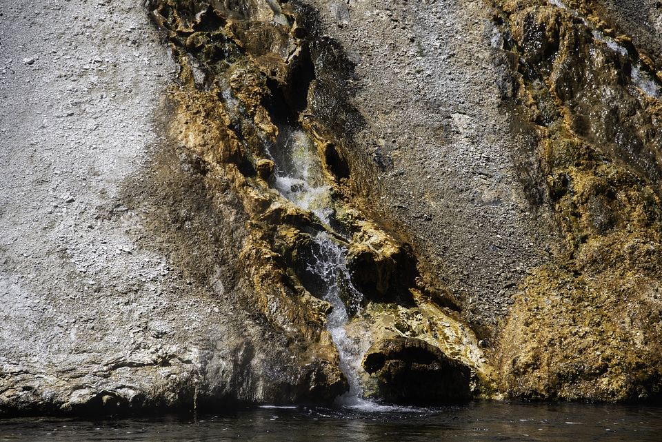 Hot water flowing down from the springs