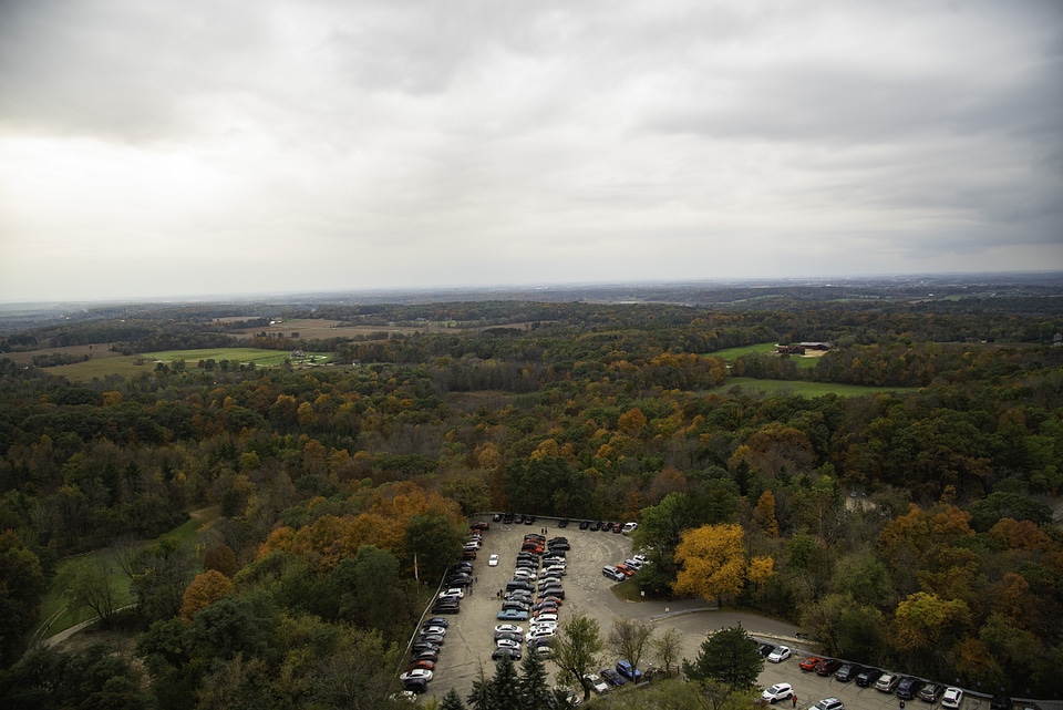 Autumn Trees with the parking lot at Holy Hill