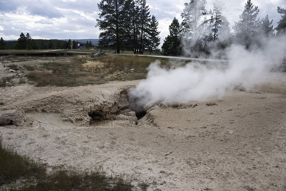 Underground geothermal vents letting steam