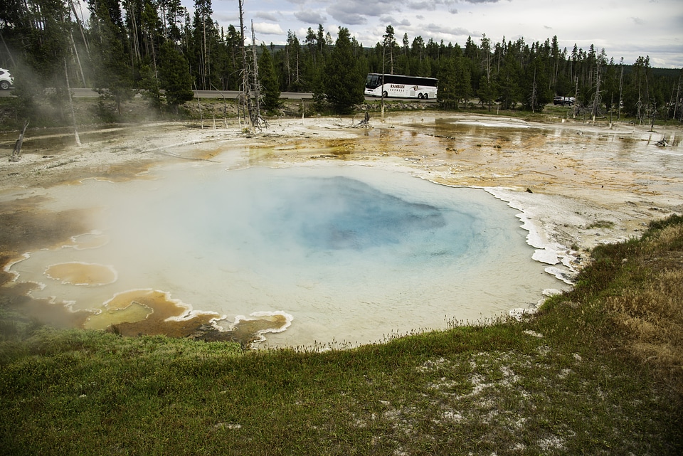Large spring letting off steam