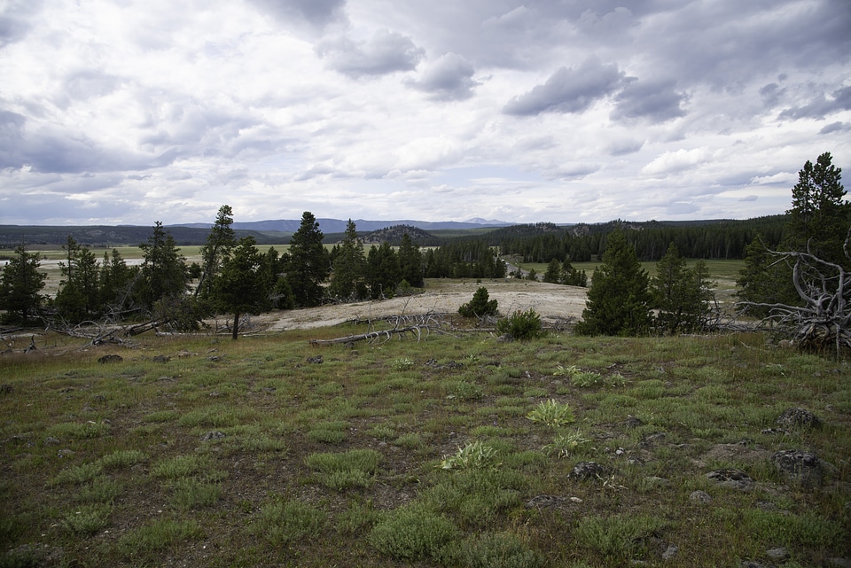 Landscape view of the hills at Prismatic Spring