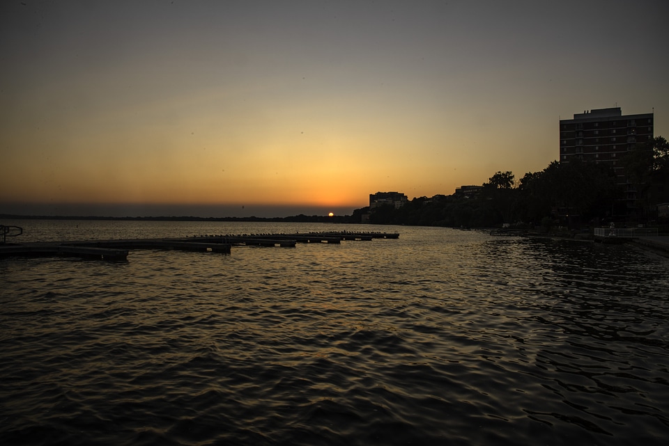 Sunrise over Lake Mendota and the Terrace