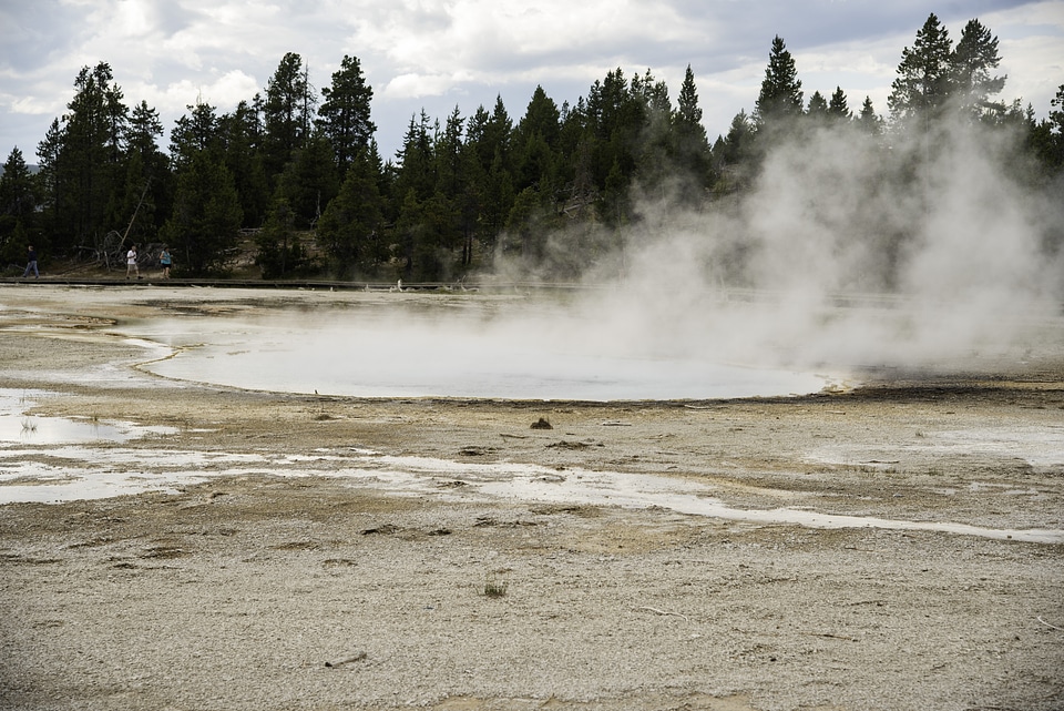 Hot spring emitting smoke