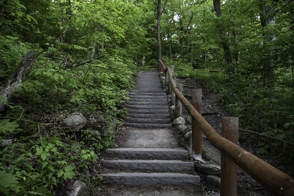 Stairs down to the lake Michigan beach
