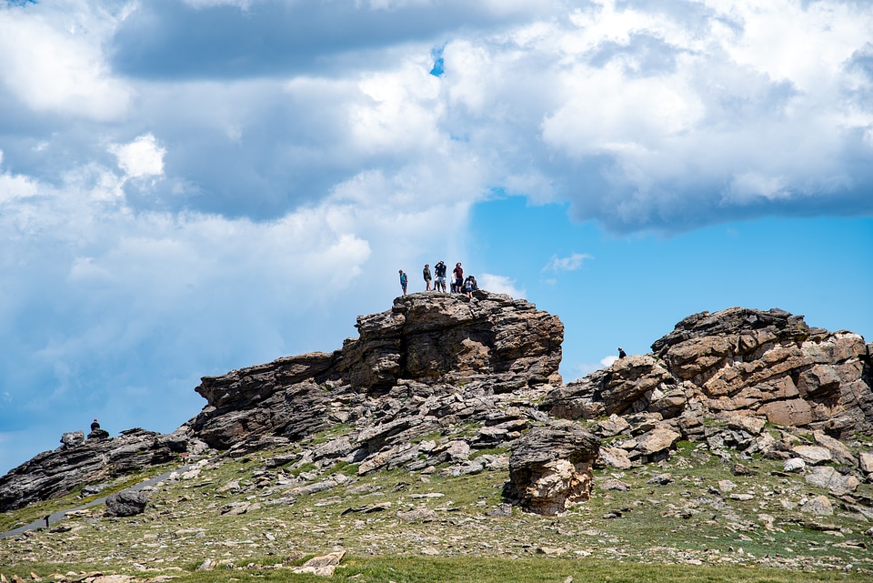 Puffy Clouds over the rocky clumps at rock cut