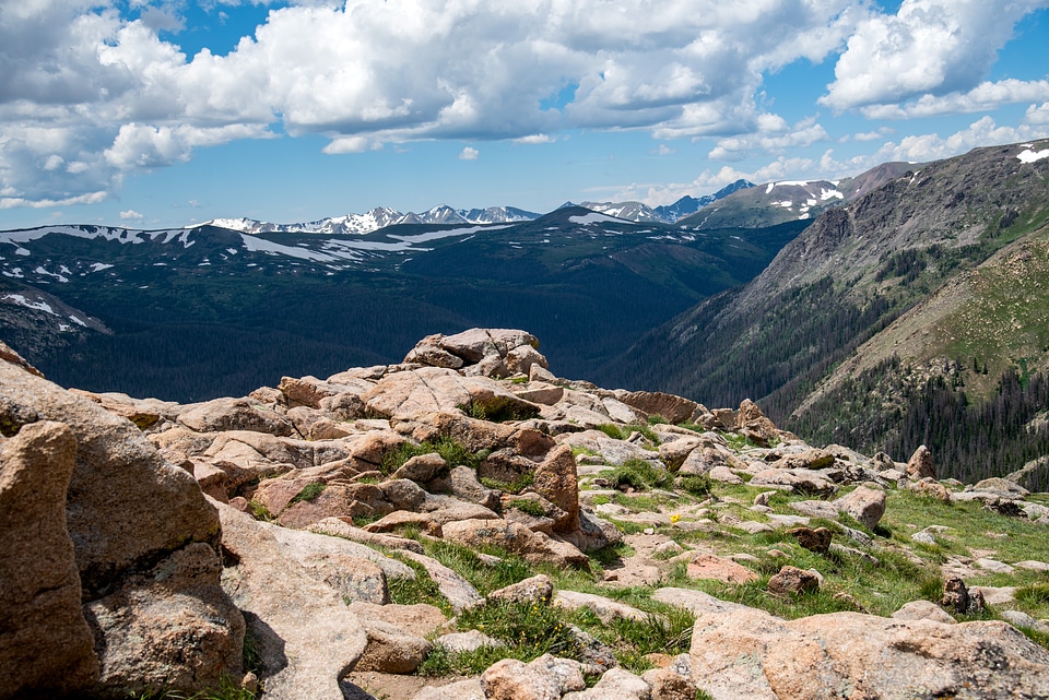 Rocks and far mountains scenery 