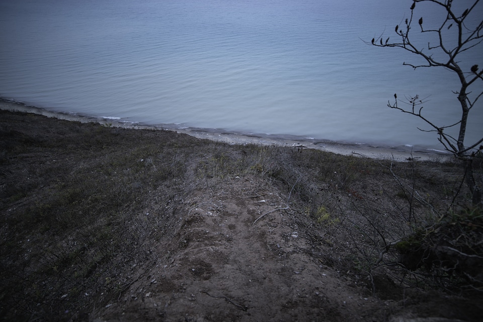 Steep Bluff down to lake Michigan