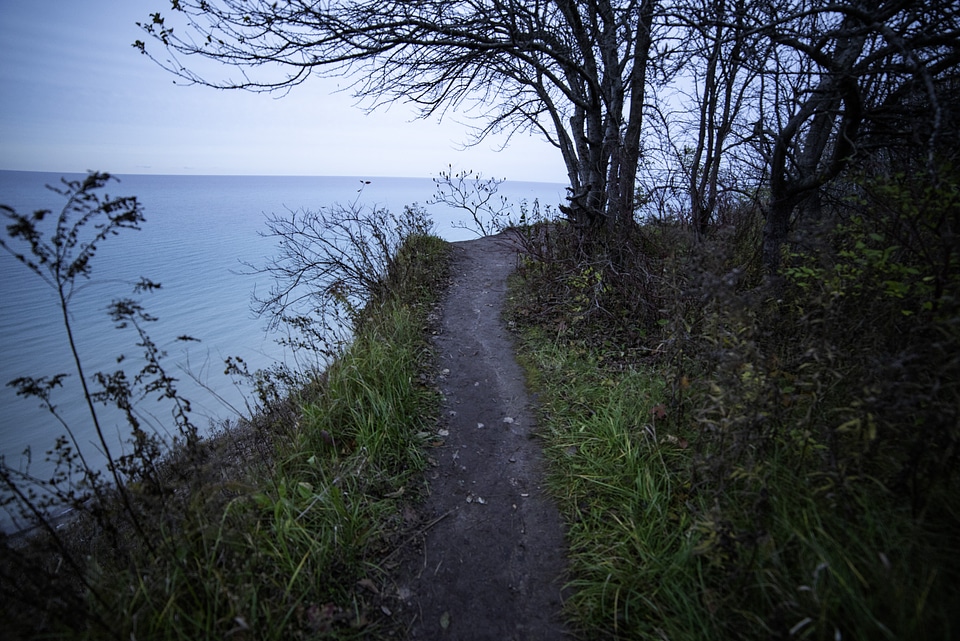 Walking to the bluff overlook