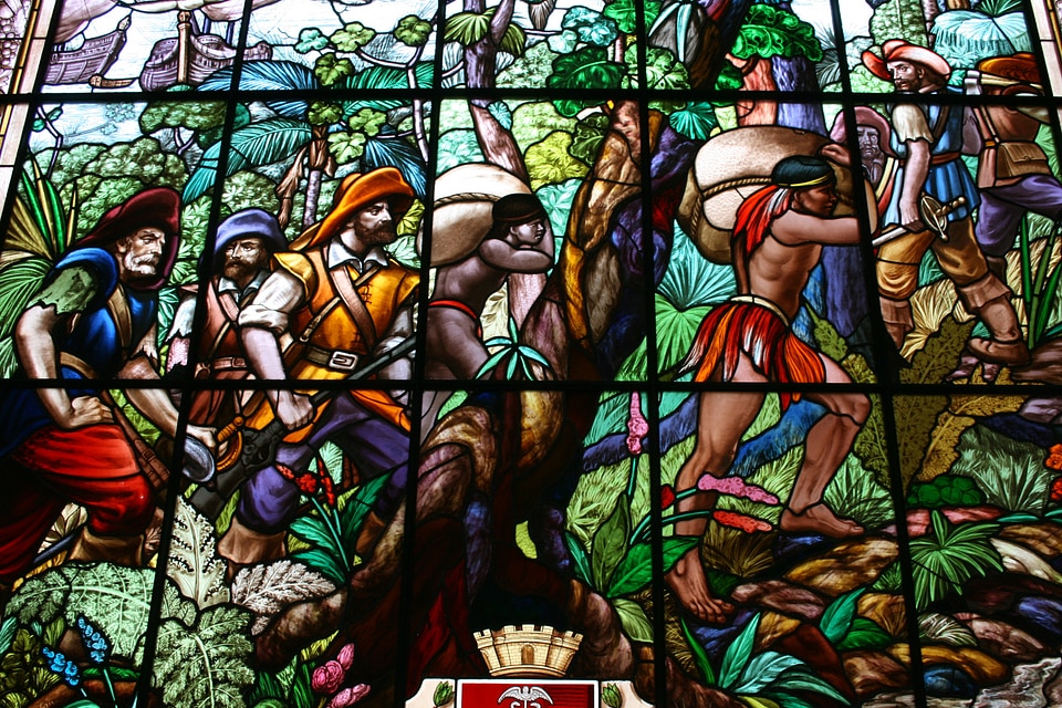 Stained glass indians bandeirantes