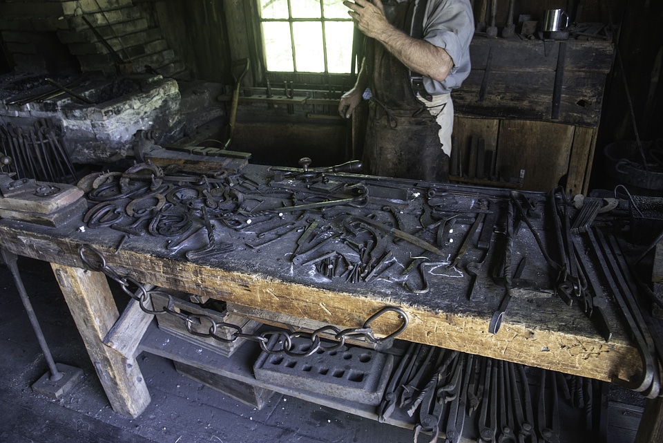 Blacksmith table at Wade House