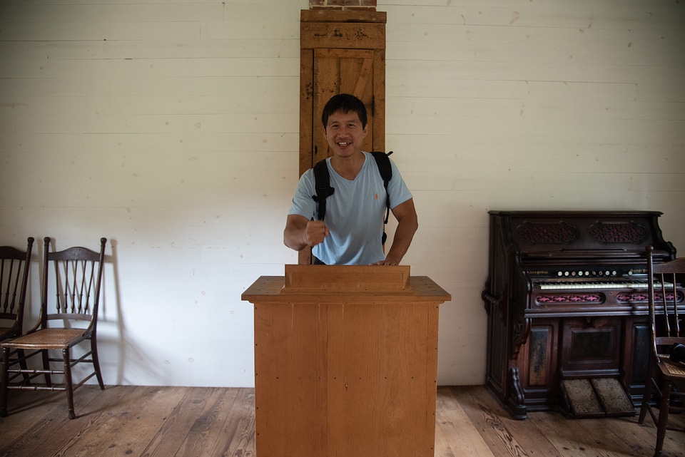 Asian Man standing on the podium photo