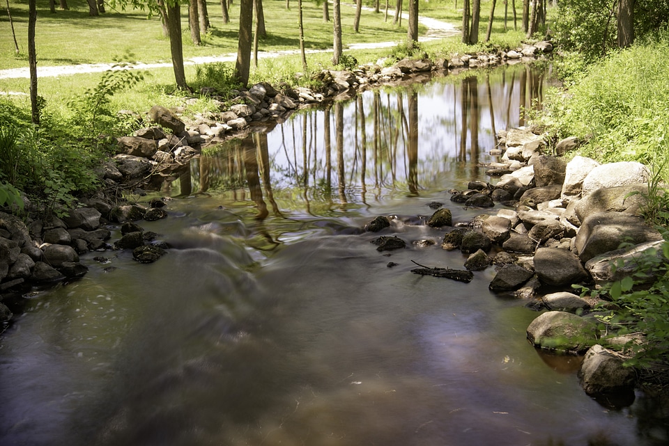 Flowing the stream around Wade House and the Mill