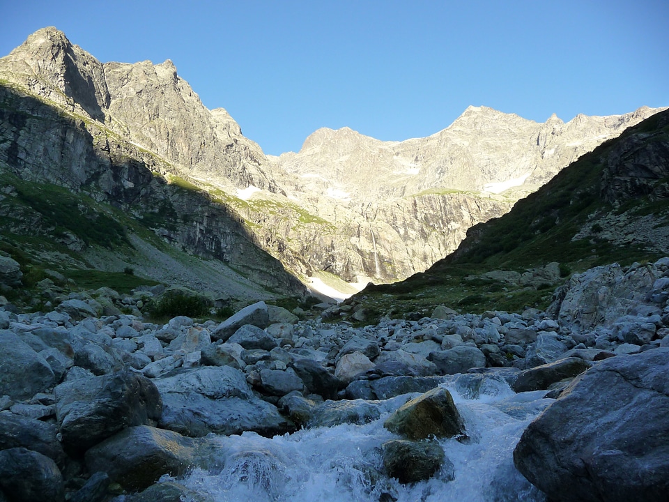 High Mountains and rushing river