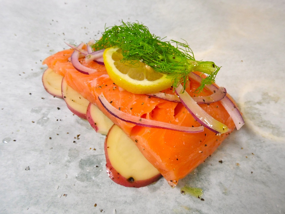 Fresh Salmon on Potatoes