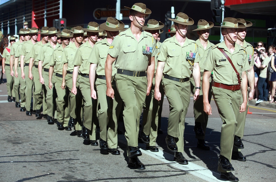 Australian Soliders parade in Darwin, Australia.