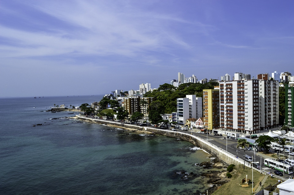 Seaside buildings and resorts and landscape at Salvador, Brazil