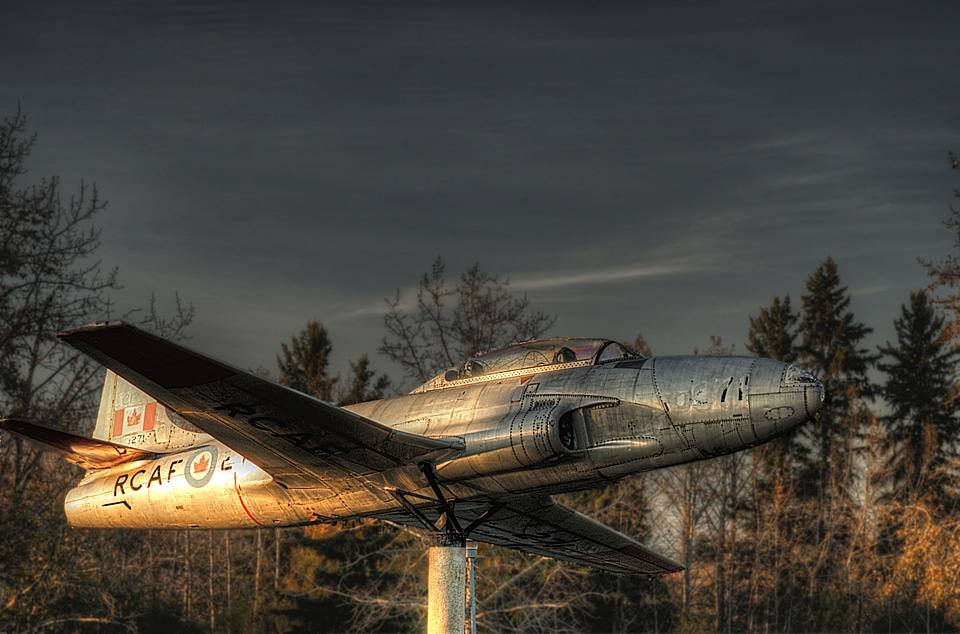 RCAF jet mounted by Millennium Park in St. Albert, Alberta
