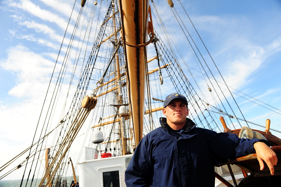 Coast Guard Cadet on a sailboat