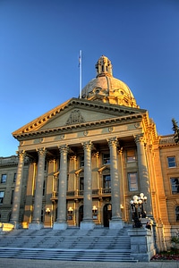 Main entrance to the Alberta Legislature in Edmonton photo