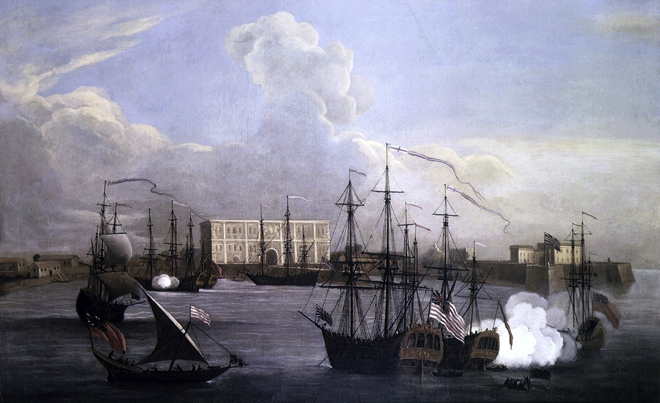 Ships in Bombay Harbour in India