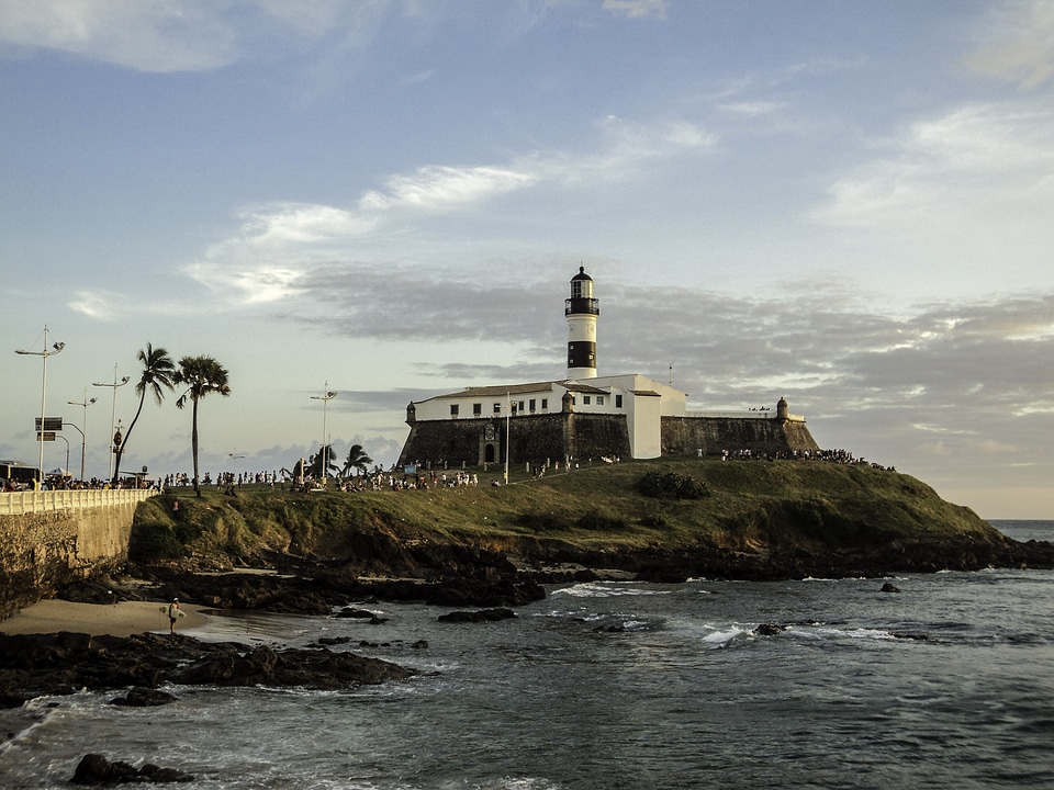 View of Farol da Barra Lighthouse in Salvador, Brazil