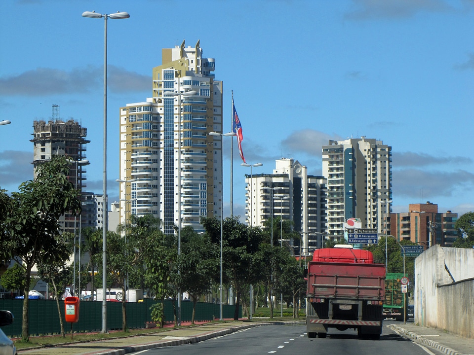 Towers and road in Mogi das Cruzes, Brazil