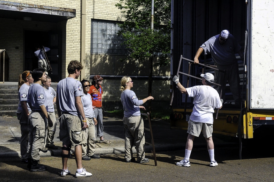 AmeriCorps at Work in Yazoo City, Mississippi cleaning up tornado wreckage