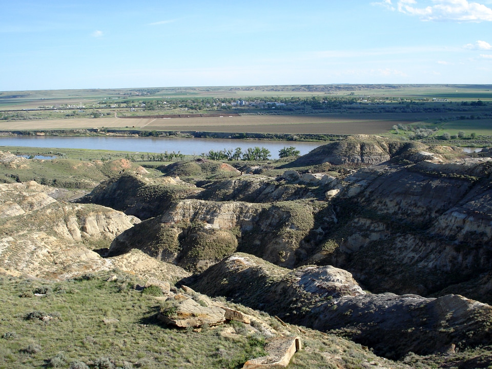 Town of Terry seen from a butte in Montana