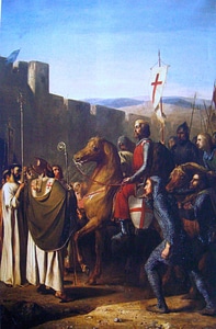 Baldwin of Boulogne entering Edessa in 1098 during the Crusades