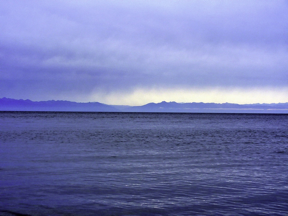 Seascape over the Blue Waters of lake Baikal, Russia