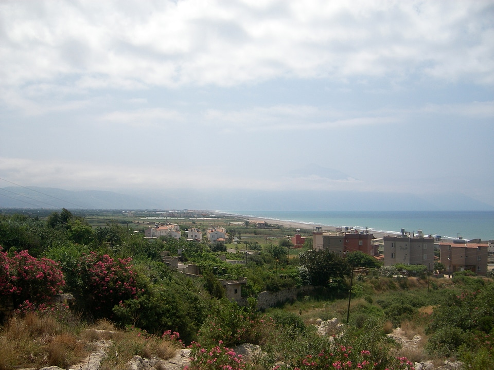 Landscape of the city and ocean in Samandag, Turkey