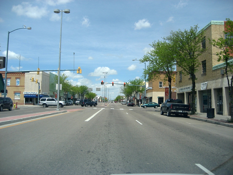 Main Street facing north in downtown in Lamar, Colorado